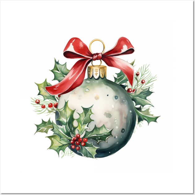 Watercolor Christmas Ornament Wall Art by JunkyDotCom